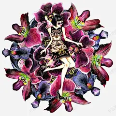 手绘女生 平面电商 创意素材