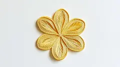 【AI数字艺术】国风传统手工艺金线刺绣的一朵花扁平图案插画图片下载