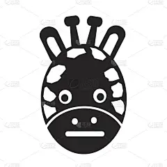 长颈鹿脸情绪图标插画标志设计