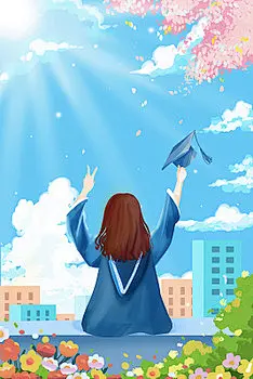 手绘卡通毕业季青春插画卡通毕业季插画