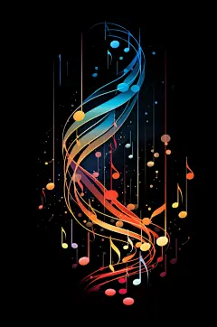 AI数字艺术音乐乐符乐谱元素插画