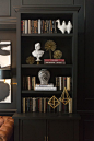 A Lovely Library. One Room Challenge: The Reveal Sappington Villa Bedroom. Black walls. Interior Designer: Jessie Miller.: 