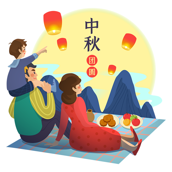 中秋节、嫦娥、玉兔、月饼