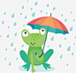 卡通打伞的青蛙免抠素材_新图网 https://ixintu.com 卡通手绘 彩色 打伞 淋雨 清新 矢量图案 青蛙