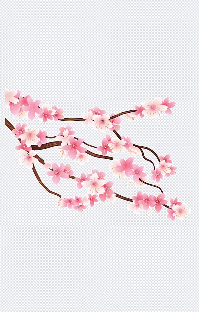 桃花枝PNG素材|花枝,花,开花,树枝的花,春节,春天,春,桃花,树枝,花元素,免扣png-花瓣网
