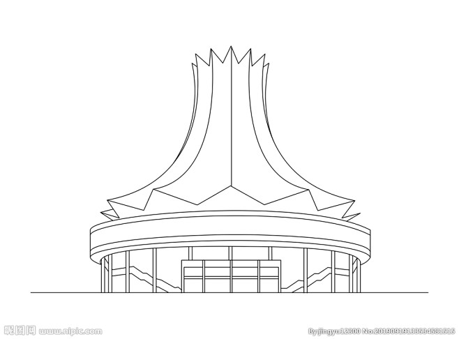 南宁会展中心线稿图片,南宁会展中心线稿模...