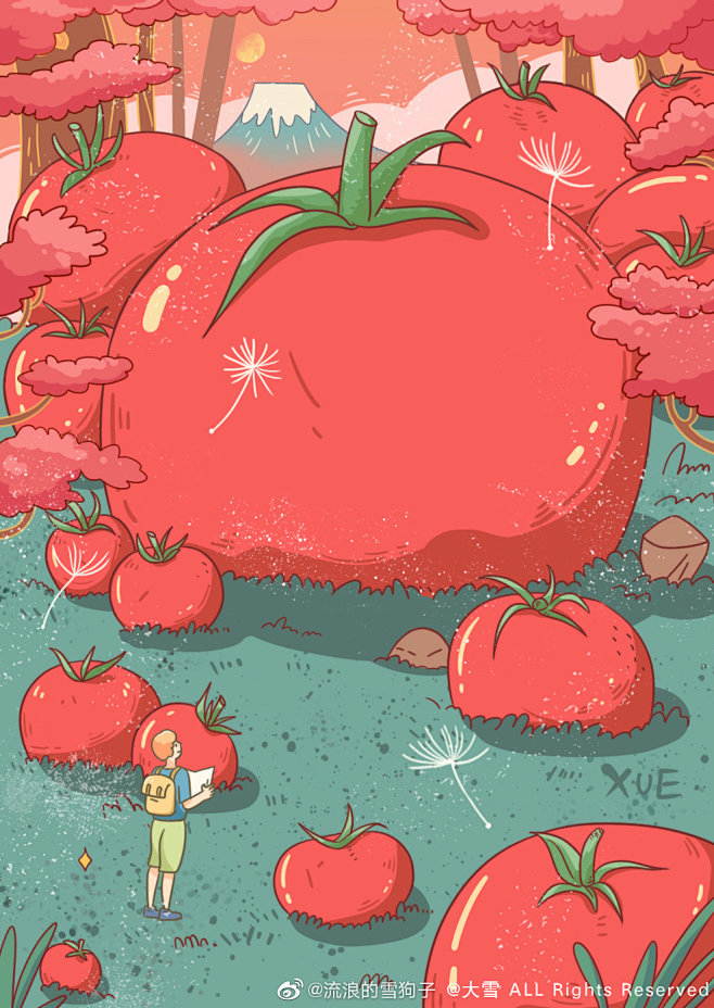 线性番茄插画