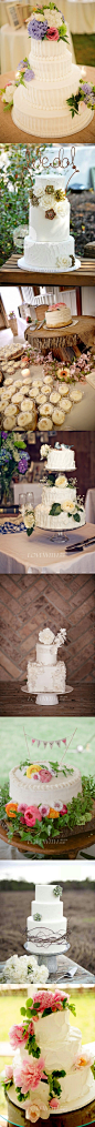 #婚礼布置#白色的婚礼蛋糕，花朵，彩旗等点点装饰，让原本简单的蛋糕变得更加璀璨! 更多: http://www.lovewith.me/share/detail/all/30414