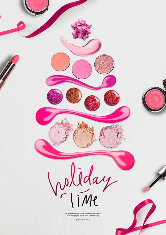 美妆海报创意彩妆圣诞松树