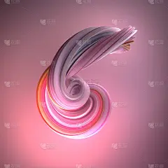 现代扭曲多色形状3d渲染数字插图。抽象的背景。时尚的封面概念设计