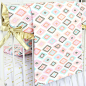 Alexis' Aztec diamond tribal baby blanket in blush and mint
