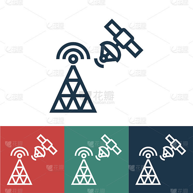线性矢量图标与传输卫星通信