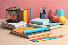 儿童画笔校园学习工具元素插画