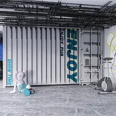 3d立体仿铁皮集装箱背景壁纸工业风酒吧服装店健身房舞蹈自粘墙贴-淘宝网