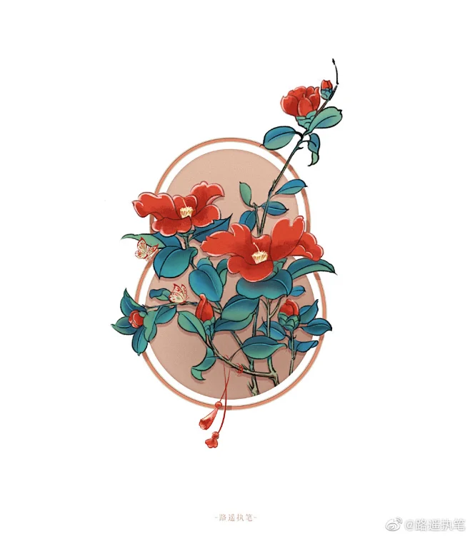 鲜花手绘 插画 花 花手绘 复古风-花瓣网