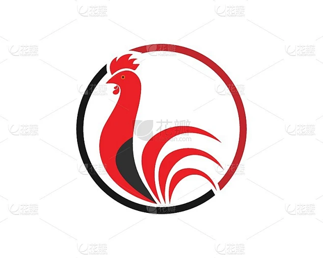 公鸡标志模板矢量素材-花瓣网