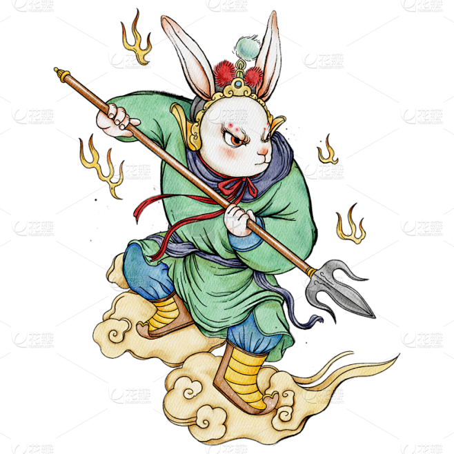质量人物插画-水墨中国风-兔仙