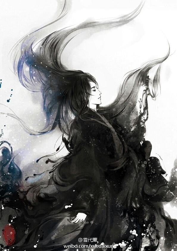 古风 水墨 美男 我曾描摹的那幅山水画，...