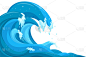 海啸背景。洪水海浪卡通风格。矢量图