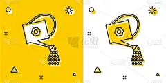 black watering can icon isolated on yellow and