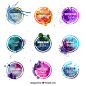 Colorful watercolor labels  Free Vector