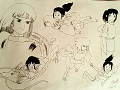 白龙！我很希望像千寻一样幸运地遇到你，并且在空中跟你一起飞，如此，人生将会充满神奇！【手绘】