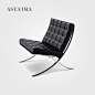 ASTATRA 巴塞罗那单人沙发椅意式极简真皮椅子设计师轻奢休闲椅-淘宝网