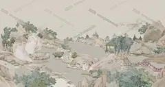 新中式壁纸壁画墙布工笔画国画3d贴图下载[ID:110320619]_建e贴图
