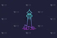 品牌名称,灯塔楼,矢量,海滩,简单,插画,海岸地形,现代,海港,泻湖