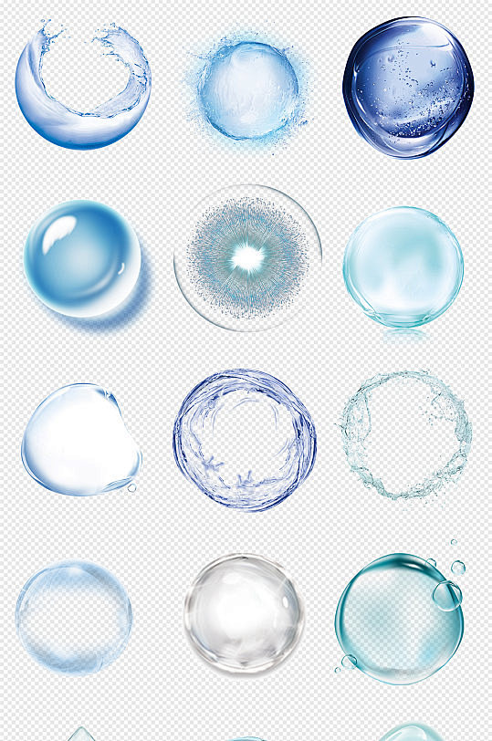 蓝色水滴蓝色气泡PNG免抠素材-众图网