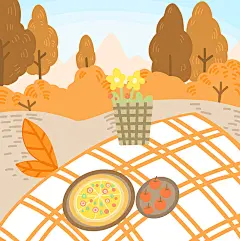 扁平秋季野餐郊游旅行元素背景