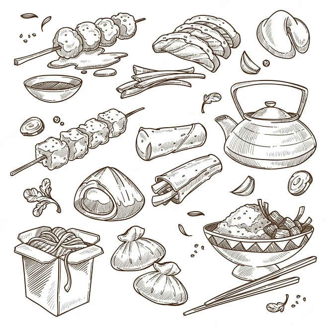 chinese-traditional-food-and-beverages-sketch
