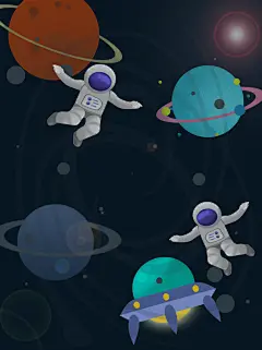 创意高端飞船漂浮宇宙星球太空插画