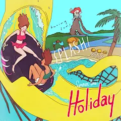 时尚划水蓝黄大气夏季漫画风插画