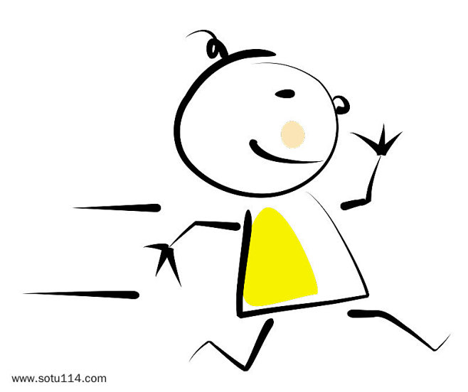 小人奔跑简笔画手绘卡通