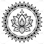 圆形曼陀罗的形式与莲花花为指甲花，曼海蒂，纹身，装饰。具有民族东方风格的装饰装饰。彩色书页面。
