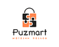 puzmart标志  超市 拼图 商城 商场 购物袋 人物 商店 商标设计  图标 图形 标志 logo 国外 外国 国内 品牌 设计 创意 欣赏