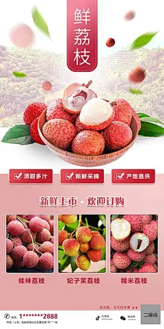 荔枝宣传推广手机海报-源文件