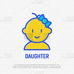 女婴,瘦弱,蝴蝶结,线图标,可爱的,摆拍,肖像,新生活,图像,设计