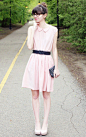 肉粉色连衣裙~超级显肤色白呢~