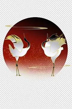仙鹤插画手绘仙鹤中国风云背景免扣元素