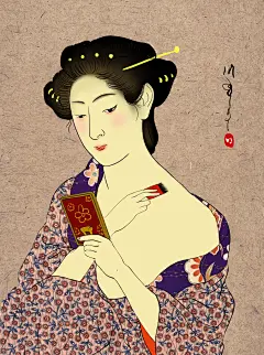 古风清新创意高端日式浮世绘插画