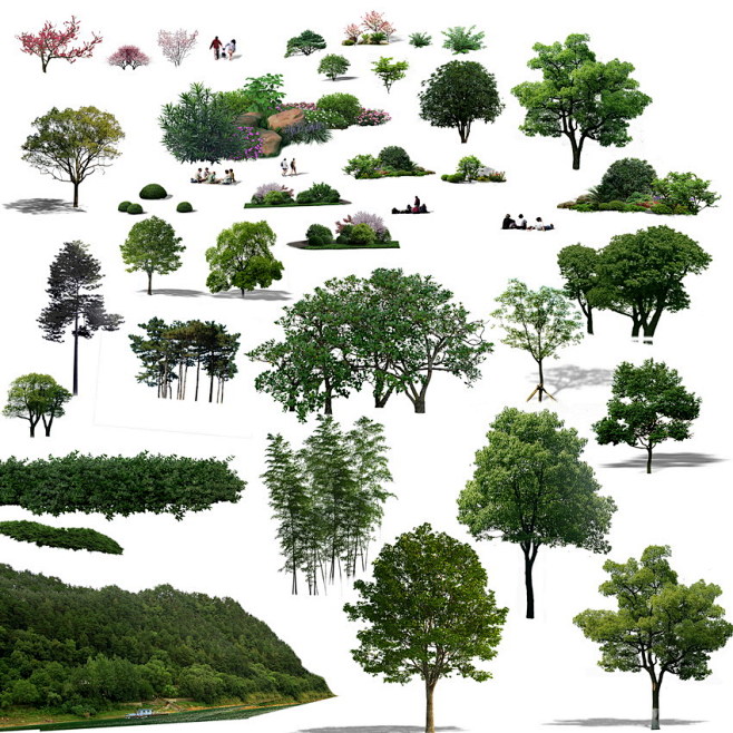 建筑设计素材网---假山雕塑树木植物人物...