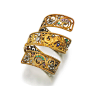 第十九世纪下半叶的古董臂环——索斯比拍卖行 In gold repoussé work with emeralds, rubies, amethysts, circular and rose cut diamonds. Second half of 19th century. Photo courtesy of Sotheby's.
