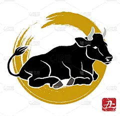 躺黑牛-牛年，中国十二生肖的标志剪辑艺术