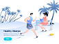Healthy Lifestyle tree girl fitness financial people illustration