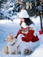 冬季写真圣诞节氛围红色毛衣禾木旅拍约拍