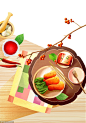 蔬菜水果鸡肉胡萝卜肉片白菜烹饪美食美味插图插画