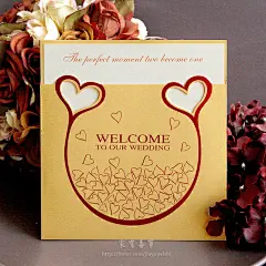 #婚礼##婚礼请柬##请柬##婚礼卡片#[imior.com]喜传说 金色“满满心语”婚礼请柬（含信封、贴纸）【购买请戳来源！】