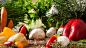 蔬菜的景观, 花园, 蔬菜, 蕃茄, 蘑菇, 辣椒粉, 红萝卜, 洋葱, 草药, 罗勒, 香菜, 食品, 吃
